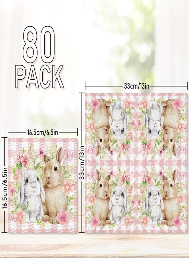 JarThenaAMCS مناديل ورقية من JarThenaAMCS، 80 قطعة، بنقشة أرنب وزهرة، بنقوش ربيعية مربعة، مناسبة للغداء والعشاء، للاستخدام مرة واحدة، مثالية لحفلات الأعياد وتزيين الطاولات. - Image 2